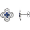 Shop 14 Karat White Gold Blue Sapphire and 0.20 Carat Diamond Clover Earrings