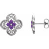 Platinum Amethyst and 0.20 Carat Diamond Clover Earrings