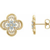 14 Karat Yellow Gold 0.25 Carat Diamond Clover Earrings