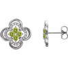 Sterling Silver Peridot and 0.20 Carat Diamond Clover Earrings