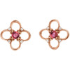 14 Karat Rose Gold Pink Tourmaline and .04 Carat Diamond Earrings