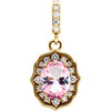 14 Karat Yellow Gold Baby Pink Topaz and 00.17Carat Diamond Pendant