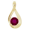 Red Garnet Gem in 14 Karat Yellow Gold 6mm Rhodolite Garnet and .04 Carat Diamond Pendant
