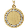 14 Karat Yellow Gold 0.20 Carat Diamond Engravable Pendant