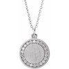 White Diamond Necklace in 14 Karat White Gold 0.20 Carat Diamond Engravable 16 inch Necklace