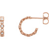 14 Karat Rose Gold 0.25 Carat Diamond Bezel Set J Hoop Earrings