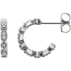 14 Karat White Gold 0.12 Carat Diamond Granulated J Hoop Earrings