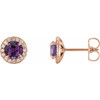 14 Karat Rose Gold 5 mm Round Lab Created Alexandrite and 0.13 Carat Diamond Earrings