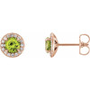 14 Karat Rose Gold 5 mm Round Peridot and 0.13 Carat Diamond Earrings