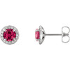 Buy 14 Karat White Gold 4.5mm Round Lab Created Ruby and 0.17 Carat Diamond Earrings