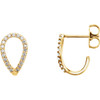 14 Karat Yellow Gold 0.20 Carat Diamond Geometric J Hoop Earrings