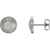 Shop Platinum 5mm Opal and 0.20 Carat Diamond Halo Style Earrings