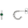 Genuine 14 Karat White Gold Emerald J Hoop Earrings