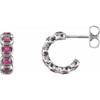 14 Karat White Gold Pink Tourmaline Hoop Earrings