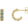 14 Karat Yellow Gold Genuine Blue Zircon Hoop Earrings