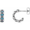 Sterling Silver Genuine Blue Zircon Hoop Earrings