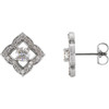 Sterling Silver 0.75 Carat Diamond Halo Style Clover Earrings