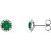 14 Karat White Gold Lab Created Emerald and 0.16 Carat Diamond Earrings