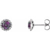 Sterling Silver Lab Created Lab  Alexandrite and 0.16 Carat Diamond Earrings