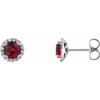 14 Karat White Gold Lab Created Ruby and 0.16 Carat Diamond Earrings