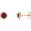 14 Karat Rose Gold Lab Created Ruby and 0.16 Carat Diamond Earrings