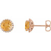14 Karat Rose Gold Citrine and 0.16 Carat Diamond Earrings