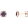 Created Alexandrite Earrings in 14 Karat Rose Gold and Created Alexandrite and 0.20 Carat Diamonds