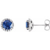14 Karat White Gold Lab Created Blue Sapphire and 0.20 Carat Diamond Earrings