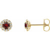 Red Garnet Gems set in 14 Karat Yellow Gold Mozambique Garnet and 0.13 Carat Diamond Earrings