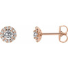 14 Karat Rose Gold Blue Sapphire and 0.13 Carat Diamond Earrings