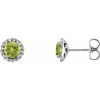 Platinum Peridot and 0.13 Carat Diamond Earrings