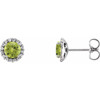 Sterling Silver Peridot and 0.13 Carat Diamond Earrings