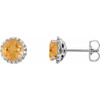 14 Karat White Gold Citrine and 0.13 Carat Diamond Earrings