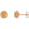 14 Karat Rose Gold Citrine and 0.13 Carat Diamond Earrings