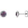 Platinum Alexandrite and 0.13 Carat Diamond Earrings