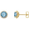 14 Karat Yellow Gold Aquamarine and 0.16 Carat Diamond Earrings