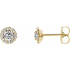 14 Karat Yellow Gold Blue Sapphire and 0.16 Carat Diamond Earrings