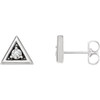 14 Karat White Gold 0.125 Carat Round Genuine Diamond Triangle Earrings