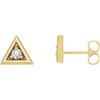 14 Karat Yellow Gold 0.12 Carat Diamond Triangle Earrings