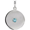 14 Karat White Gold Aquamarine Gem Disc Pendant