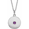 Amethyst Necklace in 14 Karat White Gold Amethyst Disc 16 inch Necklace