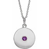 Amethyst Necklace in Platinum Amethyst Disc 16/18 inch Necklace