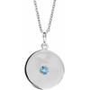 14 Karat White Gold Aquamarine Gem Disc 16 to 18 inch Necklace