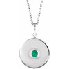 Emerald Necklace in 14 Karat White Gold Emerald Disc 16 inch Necklace