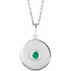 Emerald Necklace in Sterling Silver Emerald Disc 16 inch Necklace