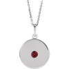 Ruby Necklace in Sterling Silver Ruby Disc 16 inch Necklace