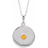 Golden Citrine Necklace in Platinum Citrine Disc 16 inch Necklace