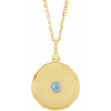 Genuine Zircon Necklace in 14 Karat Yellow Gold Genuine Zircon Disc 16 inch Necklace