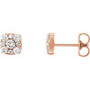 Genuine 14 Karat Rose Gold 0.50 Carat Diamond Cluster Earrings