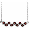 Red Garnet Necklace in 14 Karat White Gold Mozambique Garnet Bezel Set Bar 16 18 inch Necklace